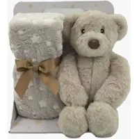CarloBaby Fleecedecke und Kuscheltier Teddybär, Beige