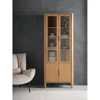 DTP Home Vitrine Forte aus Teakholz, skandinavisches Design, natur, 80 cm breit, Glasfront