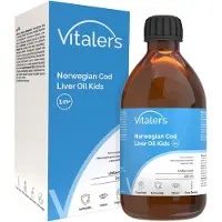 Vitaler's Norwegischer Lebertran Junior Omega-3 1250 mg – 250 ml, flüssiges Nahrungsergänzungsmittel für Kinder, mit Vitamin E