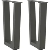 Helloshop26 - Set aus 2 V-förmigen Couchtischbeinen 28 x 42–43,3 cm mit verstellbaren Gleitern moderner Stil anthrazitfarbener Stahl