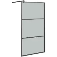 vidaXL Duschwand für Walk-In Dusche 100x195 cm Dunkel ESG Glas Schwarz