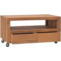 vidaXL TV-Schrank mit Rollen 80x50x42 cm Teak Massivholz