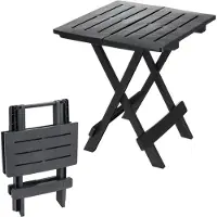 Spetebo Kunststoff Klapptisch 45 x 43 cm - anthrazit - Garten Beistelltisch klappbar
