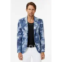John Varvatos Rind Jacket - Slim Fit Notch Lapel Jacke Lake Blue Größe: 50 | Blazer Outlet | Herren | Blau