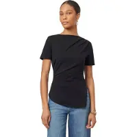 Scotch & Soda Gathered Asymmetric Tee Black Night Größe: XL | Hemden Outlet | Damen | Schwarz