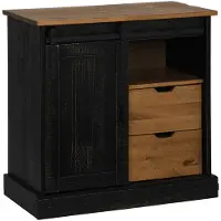 vidaXL Sideboard HALDEN mit Schiebetür Schwarz 80x40x80 cm Massivholz