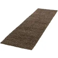 KADIMA DESIGN Teppich Wohnzimmer Hochflor Einfarbig Weich Flauschig Waschbar Strapazierfähig Schlafzimmer Läufer Braun 80x250 cm – RHEIN von