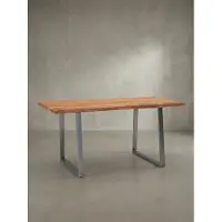 KADIMA DESIGN Massivholz Esstisch | Akazienholz Esszimmertisch mit Baumkante | Küchentisch mit Metallbeinen | Industrial Design | 200x100 cm Goldbraun | Tarn von