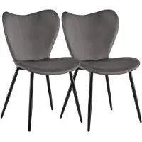 CLP 2er Set Esszimmerstühle Maika gepolstert mit Rückenlehnen belastbar bis 150 kg dunkelgrau Material Samt