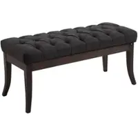 DELUKE Sitzbank CANNES Stoff Dunkelgrau 100x38x46cm Dunkelbraun Sitzbank Flur Sitzhocker Esszimmerbank Polsterbank Schlafzimmer