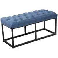 DELUKE Sitzbank MEXICO Stoff Blau 100x38x46cm Sitzbank Flur Sitzhocker Esszimmerbank Polsterbank Schlafzimmer