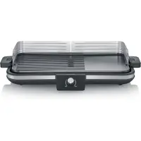 Severin PG 8564, Schwarz, Edelstahl, Aluminium, Kunststoff, Edelstahl, Rechteckig, Drehregler, 1500 cm², 500 x 300 mm