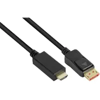 Alcasa Anschlusskabel DisplayPort 1.4 an HDMI 2.0, 4K @60Hz, vergoldete Kontakte, OFC, schwarz, 3m,