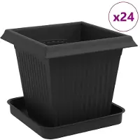 vidaXL Blumentöpfe 24 pcs Schwarz 16 x 16 x 14 cm Kunststoff