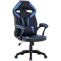Top E Shop Topeshop FOTEL DRIFT NIEBIESK, Gepolsterter Sitz, Gepolsterte Rückenlehne, Schwarz, Blau, Schwarz, Blau, Kunstleder, Kunstleder