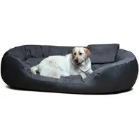 Tierlando Hundebett PHILIP VIP Kunstleder Velours 110 140 XL XXL - Größe: 110x80cm | Farbe: 02 Graphit