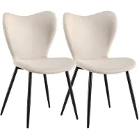 CLP 2er Set Esszimmerstühle Maika gepolstert mit Rückenlehnen belastbar bis 150 kg creme Material Stoff