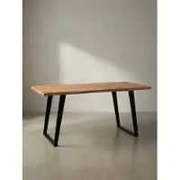 KADIMA DESIGN Massivholz Esstisch mit Baumkante | Konferenztisch XXL Industrial | Esszimmertisch für große Räume | U-Form Metallgestell | 200x100 cm Goldbraun | Atoll von