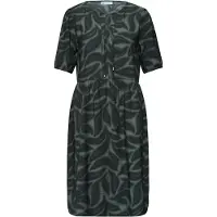 Street One Sommerkleid Ohne Taschen Sommerkleid mit Split Neck und Allover-Print/Blätter-Design