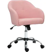HOMCOM -Bürostuhl-Polyester, Kunstleder-56L x 61B x 76-86H cm-Rosa