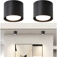 ZMH 2ER LED Deckenspot Aufbaustrahler Rund Schwarz Aufbau mit GX53 5Wx2 Warmweiß 3000K Spot schwenkbar Aufputzleuchte für Schlafzimmer Küche