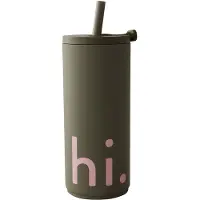 Design Letters - Hi Travel Trinkhalm-Becher, 0.5 l, olivgrün