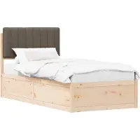 vidaXL Bettgestell mit gepolstertem Kopfteil Taupe 90 x 200 cm