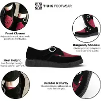 T.U.K TUK Pointed Creeper Plateau-Schuhe aus schwarzem und burgunderfarbenem Wildleder mit Monk-Schnalle - A9592