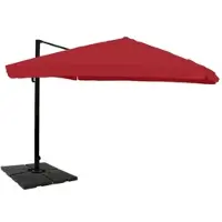 Mendler Gastronomie-Ampelschirm HWC-A96, 3x4m (Ø5m) Polyester Alu/Stahl 26kg Flap, bordeaux mit Ständer