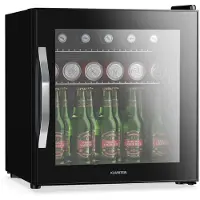 Klarstein Beersafe Getränkekühlschrank mit Spiegelglastür | 44 x 48 cm | LED-Innenraumbeleuchtung Schwarz