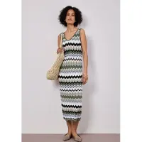 Street One Strickkleid mehrfarbiges Zick-Zack-Muster, ärmellos körpernah geschnitten