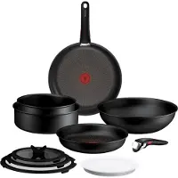 Tefal Pfannen-Set "Ingenio Excellence Fusion" Aluminium Set, 11 tlg. abnehmbarer Ingenio-Griff, Thermo-Signal, stapelbar, Induktion