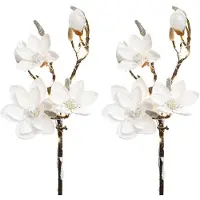 Creativ Deco Kunstzweig "Weihnachtsdeko", weiß, H:92cm, Kunstpflanzen, Kunstzweig, Magnolie, 2er Set, mit 13 LEDs + beschneiter Optik, batteriebetrieben