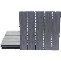 Proregal BERLINLODGE WPC Bodenfliese | 4x je BxT 50x50cm = 1qm | Holzoptik Balkon/Terrasse | 3D-Struktur linear | Grau