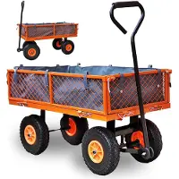 FUXTEC Gerätewagen FX-GW350 - bis 350Kg | 20Kg Eigengewicht | Innenmaße 85cm x43cm x22cm | klappbare Seitenwände | Innenplane & gepolsterter Handgriff