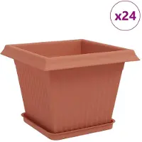 vidaXL Blumentöpfe 24 pcs Ziegelrot 28,5 x 28,5 x 22 cm Kunststoff