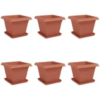 vidaXL Blumentöpfe 6 pcs Ziegelrot 38 x 38 x 30 cm Kunststoff