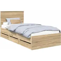 vidaXL Bettrahmen Sonoma-Eiche 100 x 200 cm Ingenieurs Holz