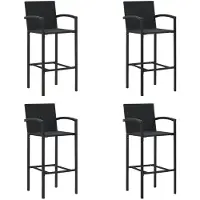 vidaXL Barhocker 4 Stk. Schwarz Poly Rattan