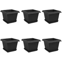 vidaXL Blumentöpfe 6 pcs Schwarz 23 x 23 x 17,5 cm Kunststoff