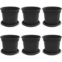 vidaXL Blumentöpfe 6 pcs Schwarz Ø 15 x 12 cm Kunststoff