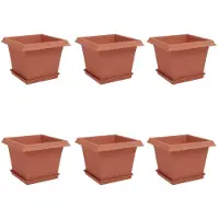 vidaXL Blumentöpfe 6 pcs Ziegelrot 23 x 23 x 17,5 cm Kunststoff