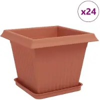 vidaXL Blumentöpfe 24 pcs Ziegelrot 33 x 33 x 26 cm Kunststoff