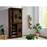 MASSIVMOEBEL24.DE Schrank Mango 80x45x175 braun lackiert RAILWAY #417