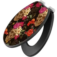 Banjado Anthrazit Toilettendeckel Mit Absenkautomatik WC-Sitz Soft Close Hygienischer Klodeckel MDF Mit Motiv Los Dias De Muertos