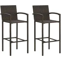 vidaXL Barhocker 2 Stk. Braun Poly Rattan