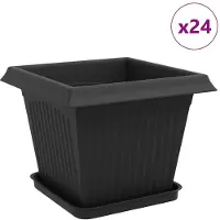 vidaXL Blumentöpfe 24 pcs Schwarz 33 x 33 x 26 cm Kunststoff