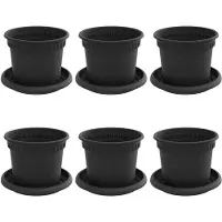 vidaXL Blumentöpfe 6 pcs Schwarz Ø 12,5 x 10 cm Kunststoff