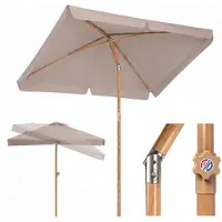 Sekey Rechteckiger Sonnenschirm 200 x 125 cm in Holzoptik mit UV50+ für Balkon und Terrasse