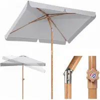 Sekey Rechteckiger Sonnenschirm 200 x 125 cm in Holzoptik mit UV50+ für Balkon und Terrasse